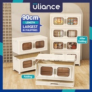 Uliance 90cm Wide 3/4/5 Layers Foldable Multipurpose Double Storage Cabinet Foldable Stackable Stora
