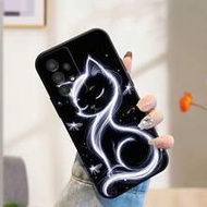 1pc Creative Glowing Closed Eye Elegant Cat Square Liquid Soft Phone Case For GalaxyS26 S25 S24Ultra