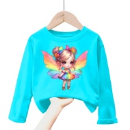 kaos anak perempuan gambar girl butterfly lengan panjang Tshirt kids 1-12 tahun k.138