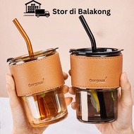 Cawan Gelas Air Teh Kopi Ada Penutup Straw Satu Set Gift Set Hadiah Doorgift