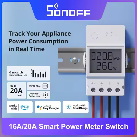 SONOFF POW Elite Power Meter 16A/20A Smart Switch ESP32 Chip LCD Screen Overload Protection via eWeL