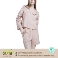 Wacoal Sleepwear ชุดนอนรูปแบบ pajamas oversize เสื้อคอฮาวายแขนยาว พร้อมกางเกงขาสั้น รุ่น WN9E09