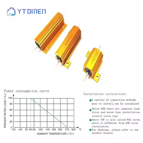 2PCS Load Resistor 10W 25W 50W 100W Aluminum Power Metal Shell Case Wirewound Resistor 0.1~10K Ohm 4