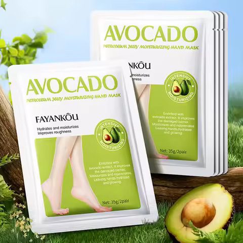 5 Pairs Avocado Exfoliating Foot Mask Feet Pedicure Remove Dead Skin Moisturizing Foot Exfoliator Fe