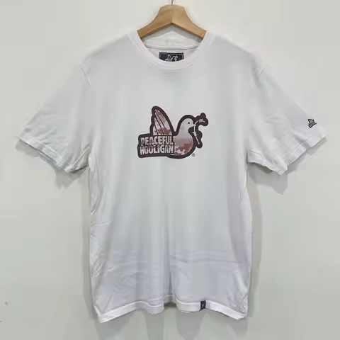 Peaceful Hooligan T Shirt Men Medium White Pigeon Dove Olive Branch Cotton