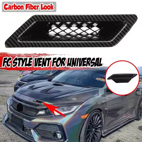 Carbon Fiber Universal Car Front Bumper Hood Vent Air Out Decoration For Honda Civic -A4 B8 Golf BMW