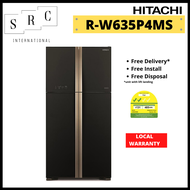 Hitachi R-W635P4MS Big French 4-Door Refrigerator 509L (Gift: 1.0L MICOM Rice Cooker - RZ-PMA10Y)