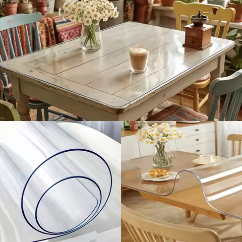 Clear PVC Table Protector 80x120cm/90x160cm Rectangular Transparent Waterproof Anti-Scratch Plastic 