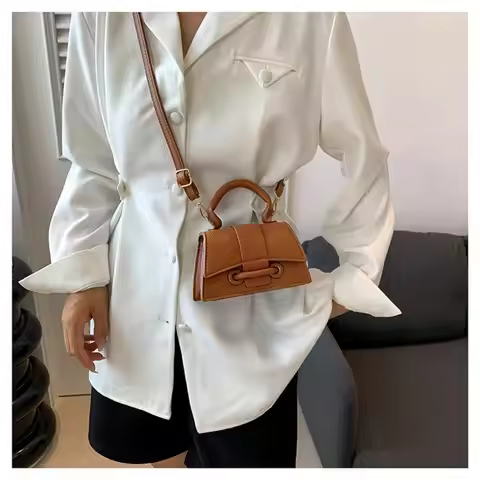 Cute PU PU Leather Bag Solid Color Shoulder Crossbody Bag Buckle Square Bag