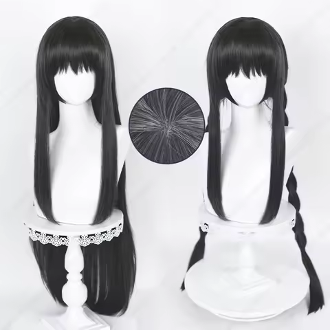 Akemi Homura 90cm Long Straight Black Grey Cosplay Wig Halloween Party Carnival Role Play Hair