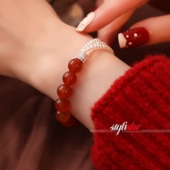 Imitation red agate pearls bracelet for women magnetic buckle beaded bracelet Chinese fashion jewelr