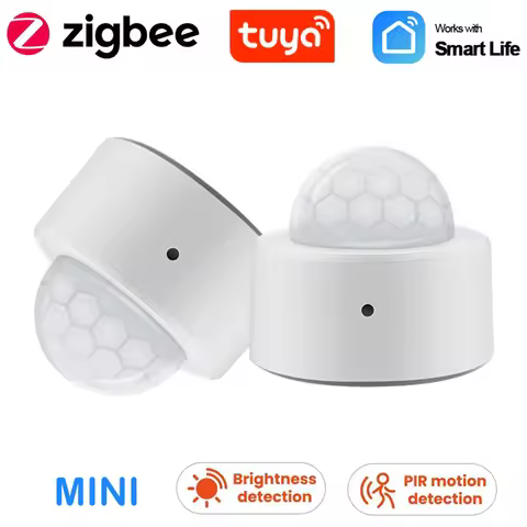 Tuya 2 in 1 Zigbee Mini PIR Motion Movement Human Body Sensor Detector Security Alarm + Brightness L