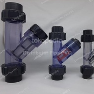 Y STRAINER CLEAR DOUBLE UNION PVC 1 INCH FITTING PVC PIPA PVC - YOBISOO