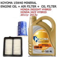 HONDA INSIGHT,JAZZ HYBRID AIR FILTER + OIL FILTER + KOYOMA 15W40 MINERAL ENGINE OIL fc