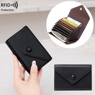 new model lychee grain soft leather lightweight portable Small card bag woman anti-fraud organ card 