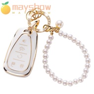 MAYSHOW for Lexus Key Fob Cover, TPU White Key  Shell, Car Key Fob Accessories Gold Edge Pearl Key Covers for Car Keys for Lexus