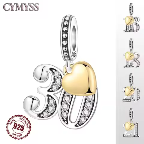 Original 15th 16 18 20 21 Anniversary Birthday Wedding S925 Sterling Silver Bead Pendant Fit Bracele