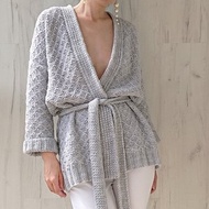 裹身開衫 灰色針織外套 和服開衫 針織毛衣外套 女