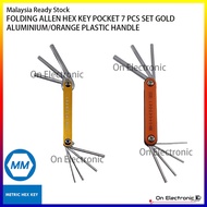 FOLDING ALLEN HEX KEY POCKET 7 PCS SET Gold GOLD ALUMINIUM/ORANGE PLASTIC HANDLE
