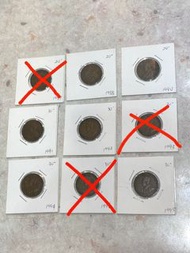 1934年香港一仙硬幣（1989 1988 1990 1991 1992 1993 1994 1996 1995）