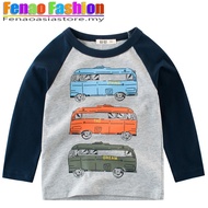 Car Bus Boys T-shirt Kids Raglan Long Sleeved T-shirt Children Tops Boys Clothes