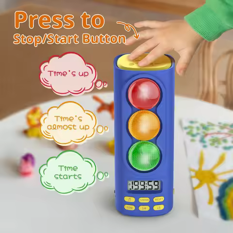 Kids Digital Visual Timer with Signal Light LCD Display Rechargeable Time Management Tool 200 Minute