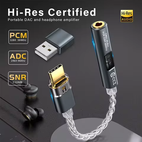 CCZ CM01 USB C to 3.5mm Audio Adapter OCC Silver plated Type C Aux Audio Cable Adapter For Apple Sam
