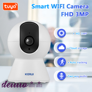 Deuuo KERUI กล้องวงจรปิด3MP,กล้องวงจรปิดติดตามอัตโนมัติ1080P อัจฉริยะไอพีกล้องในร่มไร้สายมีไวไฟขนาดเล็กระบบรักษาความปลอดภัยสำหรับบ้าน