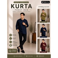 Kurta Lelaki Dewasa leher teluk belanga lengan 3/4 como crepe - AMMAR