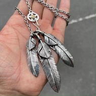 [Lucky John] On Silver Feather Pendant Shinyu 925 Sterling Couple Necklace Japanese Craftsman Non-go
