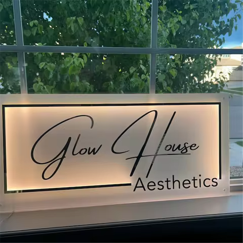 Rectangular 3D Business Sign Custom Backlit Acrylic Led Logo Sign For Studio Beauty Salon Nails Sign