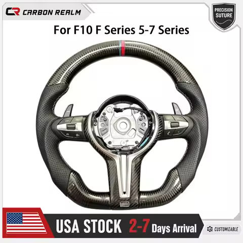 For BMW F10 F11 F18 F90 F01 F12 F13 M5 M6 M7 5~7 Series Carbon Fiber Steering Wheel Perforated Leath