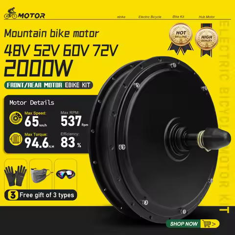 Electric Bicycle Motor 52V48V60V72V 2000W Brushless Gearless Hub Motor Front Rear Freewheel Wheel Dr