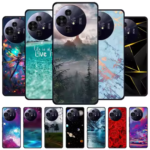 For TCL 50 NxtPaper Case Scenery Element Black Silicone Soft Cover for TCL 50NxtPaper 5G 6.8" Fundas