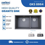 DEKKSON Granite Kitchen Sink Sink Dapur Anti Gores & Tahan Panas GKS 8864   Grey