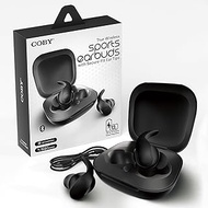 Coby Sports True Wireless Earbuds w/Secure-Fit Ear Tips | in-Ear Headphones Up to 12 Hours Play | Sweat-Resistant | Noise-Isolating | in-Ear Earbuds | Sports Earbuds, Bluetooth Earbuds (Black)
