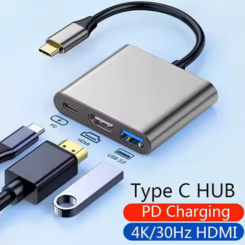 3 in 1 Usb Hub USB C to HDMI-compatible Splitter HUB Type-c to HDMI-compatible USB3.0 Docking Statio