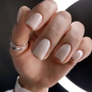 Modelones White Press on Nails, Short Square Fake Nails, Reusable Nail Kit with Nail Glue Adhesive T