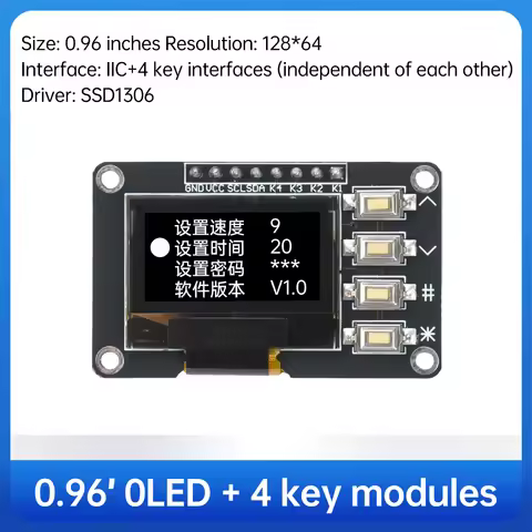 0.96 inch OLED Display IIC White/Blue 12864 4 Buttons Display SSD1306 SSD1315 OLED I2C Display Scree