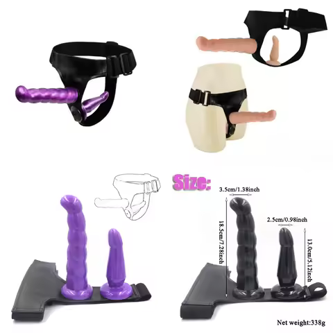 Double-headed Dildo with Dual Penises Ultra-elastic Strap-on Dildo Adult Novelty for Female Couples 