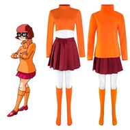 Anime Velma Cosplay Costume - Orange Outfit for Halloween Party