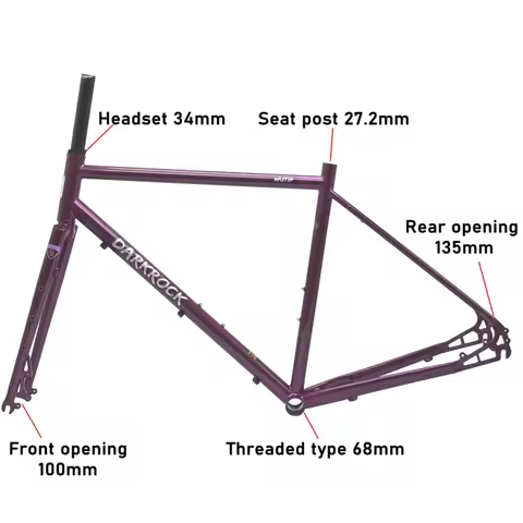 700C Darkrock WUTIP CRMO Road Bike Gravel Frameset Steel Fork Disc Brake Bicycle Frame Bicycle Acces