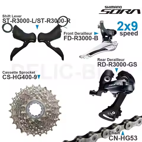 SHIMANO SORA R3000 2x9 Speed Groupset with Shifter Front Rear Derailleur Cassette Sprocket COG Chain