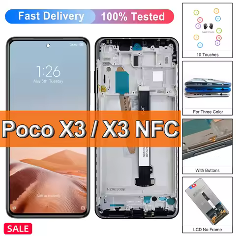 6.67" For Xiaomi POCO X3 Display LCD Touch Screen Digitizer For POCO X3 Pro NFC LCD Replacement Part