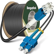 Banguptical OD-5.0mm OFNR 330ft (100m) Armored OS2 LC to SC Fiber Patch Cord, Duplex Single Mode Fib