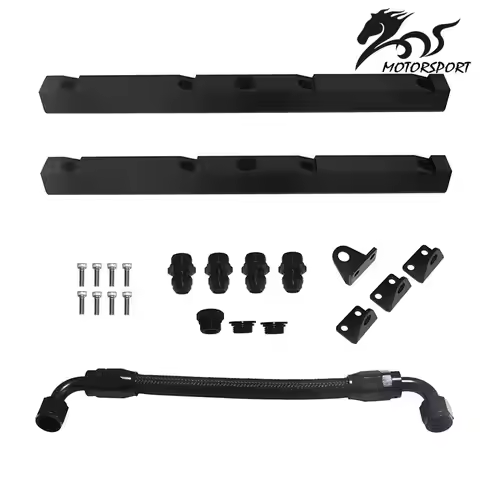 LS1 / LS6 -AN8 high flow BLACK fuel rails w/ fittings & crossover hose YX02850