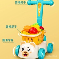 [Ready stock]Children's Supermarket Trolley Baby Trolley Toys Fruit Cut Play House Simulation Kitchen Boys and Girls