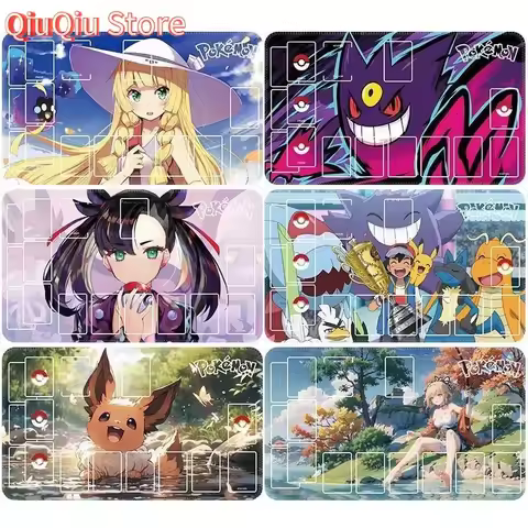 Cartoon Anime Pikachu Gengar Pokemon Card Mat Card battle plate PTCG Game table mat Playmat Collecti