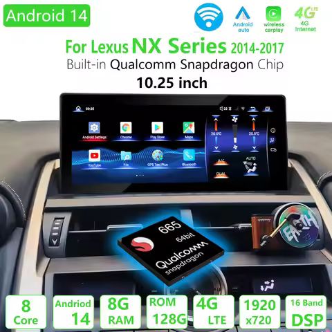 For Lexus NX300H NX200 2014-2017 Qualcomm Chips Android 14 Car Navigation GPS Multimedia Carplay Aut