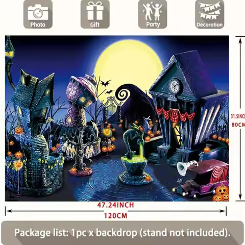 2D flat banner, with the theme of Halloween nightmare, is highly suitable for party photography.